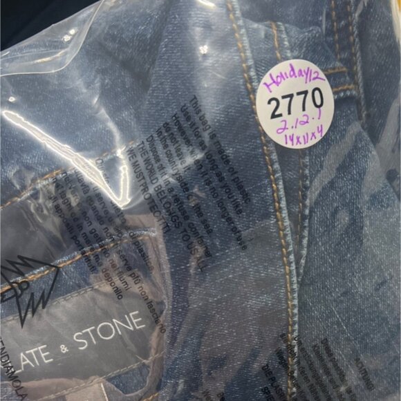 Slate & Stone Trucker Jacket Mens XLarge Distressed Denim Quilted Lined Buttons - Picture 10 of 10